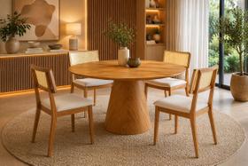 Sala de jantar redonda 4 cadeiras maciça Toscana- Imperial