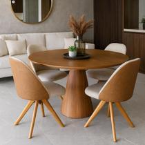 Sala de Jantar Redonda com 04 Cadeiras Malu Mel - Esclusiva
