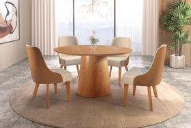 Sala de Jantar Redonda com 6 Cadeiras 1,35x1,35m - Beatriz - Star Móveis
