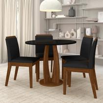 Sala De Jantar Redonda Fontana Com 4 Cadeiras Freij/preto/preto - Ma