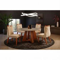 Sala de Jantar Redonda Vidro e 4 Cadeiras - Havana - LJ