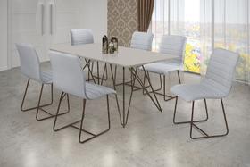Sala de jantar retangular completa 6 cadeiras 1,60x0,90m - íris - CM Decor