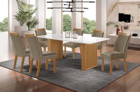 Sala de Jantar Ripada com Vidro 6 Cadeiras 1,80x0,90m - Imperatriz - LJ Móveis