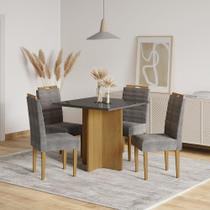 Sala de Jantar Robusta 90cm com 4 Cadeiras e Tampo de Vidro