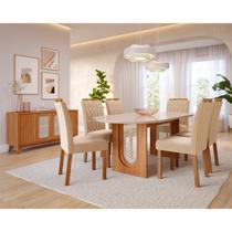 Sala de Jantar Valentina 210cm Oval com 6 Cadeiras Paola Wood - Cimol