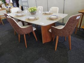 Sala de Jantar Vidro 6 Cadeiras 2,0x1,0 River Requinte Salas Sala de Jantar Vidro 6 Cadeiras 2,0x1,0 River Requinte Salas