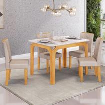 Sala e Jantar DJ Móveis Mesa Marina com Vidro e 4 Cadeiras Zoe