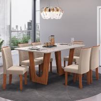 Sala e Jantar DJ Móveis Mesa Nala Tampo Chanfrado com Vidro e 6 Cadeiras Zoe