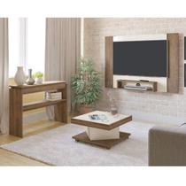 Sala Estar com Painel para TV até 40 Polegadas Mesa de Centro Saara e Aparador Creta Bege Sala Estar com Painel para TV até 40 Polegadas Mesa de Centro Saara e Aparador Creta Bege