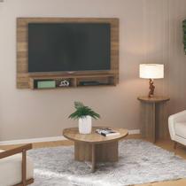 Sala Estar Completa Painel para Tv até 42 Pol com de Centro e Mesa Lateral Delta Oval Marrom Pinho