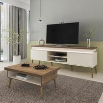 Sala Estar Completa Rack e Mesa de Centro Lumina Lucca Branco Pinho/Off White Sala Estar Completa Rack e Mesa de Centro Lumina Lucca Branco Pinho/Off White