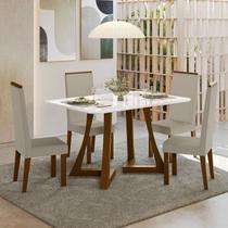 Sala Jantar Ana 136cm Vidro 4 Cadeiras Linho Claro Livia Off White/Âmbar Sala Jantar Ana 136cm Vidro 4 Cadeiras Linho Claro Livia Off White/Âmbar