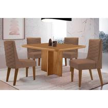 Sala Jantar Mesa Berlim Tampo Curvo 90cm+4 Cadeiras Dafne Madeira Naturale - Capuccino/Corano Capuccino - Rufato Sala Jantar Mesa Berlim Tampo Curvo 90cm+4 Cadeiras Dafne Madeira Naturale - Capuccino/Corano Capuccino - Rufato