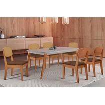 Sala Jantar Mesa Havana Tampo c/ Vidro Curvo 180cm+6 Cadeiras Havana Naturale/Off White - Corano Capuccino - Rufato Sala Jantar Mesa Havana Tampo c/ Vidro Curvo 180cm+6 Cadeiras Havana Naturale/Off White - Corano Capuccino - Rufato
