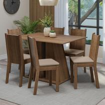 Sala Jantar Mesa Madeira 6 Cadeiras Rustic/bege