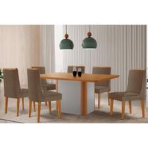 Sala Jantar Mesa Pietá Tampo Curvo 180cm+6 Cadeiras Dakota Madeira Naturale/Off White - Capuccino/Suede Capuccino - Rufato Sala Jantar Mesa Pietá Tampo Curvo 180cm+6 Cadeiras Dakota Madeira Naturale/Off White - Capuccino/Suede Capuccino - Rufato