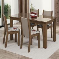 Sala Jantar Mesa Vidro 4 Cadeiras Rustic/crema Sala Jantar Mesa Vidro 4 Cadeiras Rustic/crema