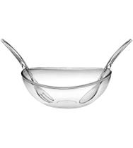 Saladeira 32cm Oval Breakfast Com 2 Talheres Em Acrílico