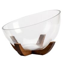 Saladeira Aclive de Vidro com Base Acacia Wood Mimo Style 22 cm Saladeira Aclive de Vidro com Base Acacia Wood Mimo Style 22 cm