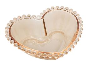 Saladeira bowl vidro cristal formato coracao ambar