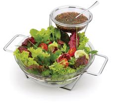 Saladeira Com Bowl Molho Vinagrete Vidro Acompanha Colher