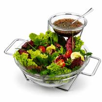 Saladeira com molheira bowl para salada e molho em vidro Forma Inox 802741 Saladeira com molheira bowl para salada e molho em vidro Forma Inox 802741