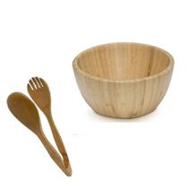 Saladeira De Bambu Com 19Cm Acompanha Pegadores - Ecologica - Utensilios Do Chef