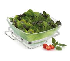 Saladeira De Vidro 2,7L Gourmet Salada Servir Base Inox Multiuso Serve Para Servir Massas Sopa Sopeira