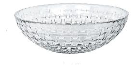 Saladeira De Vidro Com Textura Trançada Mesa Posta 28cm