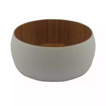 Saladeira em Bambu Ecológico com Revestimento Branco Casa Ambiente Redonda 10cm
