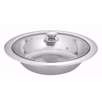 Saladeira Em Inox Com Tampa De Vidro 35cm Importado Premium