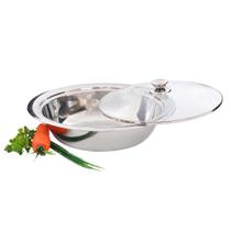 Saladeira em Inox com Tampa de Vidro 35CM