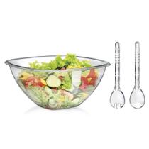 Saladeira Grande 4,5 L + Colher + Garfo de salada acrílico Conjunto Para Salada Kit 3 Peças Top Cozinha Delta - PANAMI - Jolu-lar