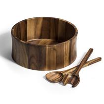 Saladeira Kalmar Home Acacia Wood curva de 30 cm com servidores