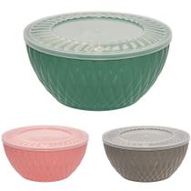 Saladeira Plastico Redonda Bowl Colors Tampa Hermetica 12X26