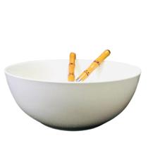 Saladeira Porcelana Branca com Talheres 23,5x10cm com 2litros Hauscraft