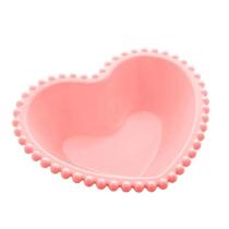 Saladeira Porcelana Coração Beads Rose 21x18x6 cm