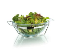 Saladeira Redonda de Vidro 3L Suporte de Aço Andrea Forma