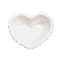 Saladeira Tigela Coração Branco De Porcelana Para Mesa 18cm