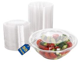 Saladeiras de plástico descartáveis Smygoods 700mL com tampas x50 Saladeiras de plástico descartáveis Smygoods 700mL com tampas x50