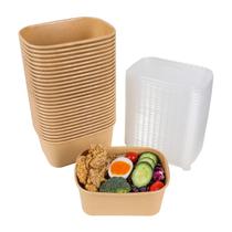 Saladeiras descartáveis de papel Kraft JAYEEY 1L com tampas, pacote com 50