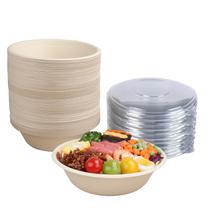 Saladeiras descartáveis JAYEEY 950 ml com tampas de fibra de cana de açúcar 50 unidades Saladeiras descartáveis JAYEEY 950 ml com tampas de fibra de cana de açúcar 50 unidades