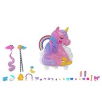 Salão Toy Polly Pocket Rainbow Unicorn com 2 micro bonecas