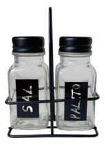 Saleiro C/paliteiro De Mesa De Vidro C/2 Pcs 100ml + Suporte