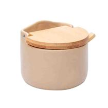 Saleiro Cerâmica com Tampa e Colher de Bambu Areia Wolff