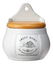 Saleiro Cerâmica De Parede Porcelana Com Tampa De Bambu Lyor Saleiro Cerâmica De Parede Porcelana Com Tampa De Bambu Lyor