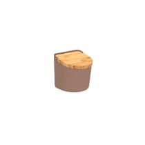 Saleiro com Tampa Bambu Marrom Mesa Porta Condimentos 600ml Saleiro com Tampa Bambu Marrom Mesa Porta Condimentos 600ml
