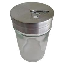 Saleiro de aço inoxidável e vidro para sal, pimenta ou aveia