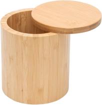 Saleiro De Bambu 12x10cm Com Tampa Giratória Cozinha