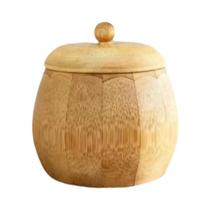 Saleiro De Bambu Com Mini Colher, Caixa Redonda Para Sal De Cozinha, Pimenta, Especiarias E Sal De